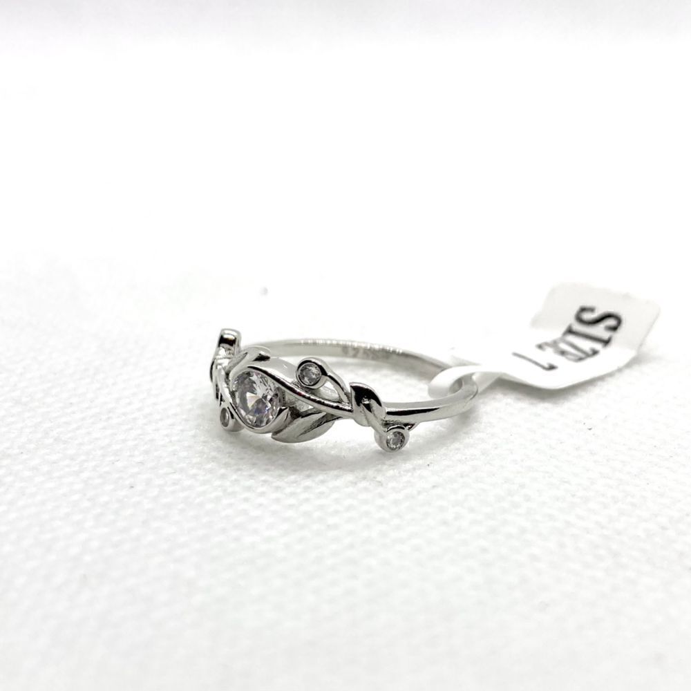 Sterling Silver Round CZ Floral Ring Size 7 - Picture 6 of 12